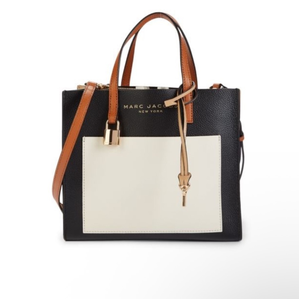Marc Jacobs Mini Grind Colorblock Tote in Smoked Almond- NWT